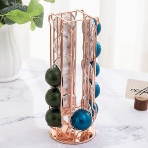 MyGift Rose Gold Metal Coffee Pod Capsule Holder Stand Rotating Carousel: A Stylish and Functional Coffee Storage Solution